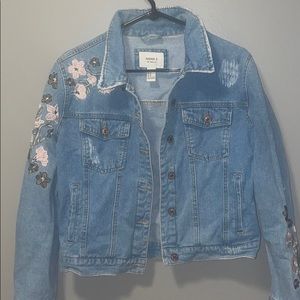 Floral denim jacket